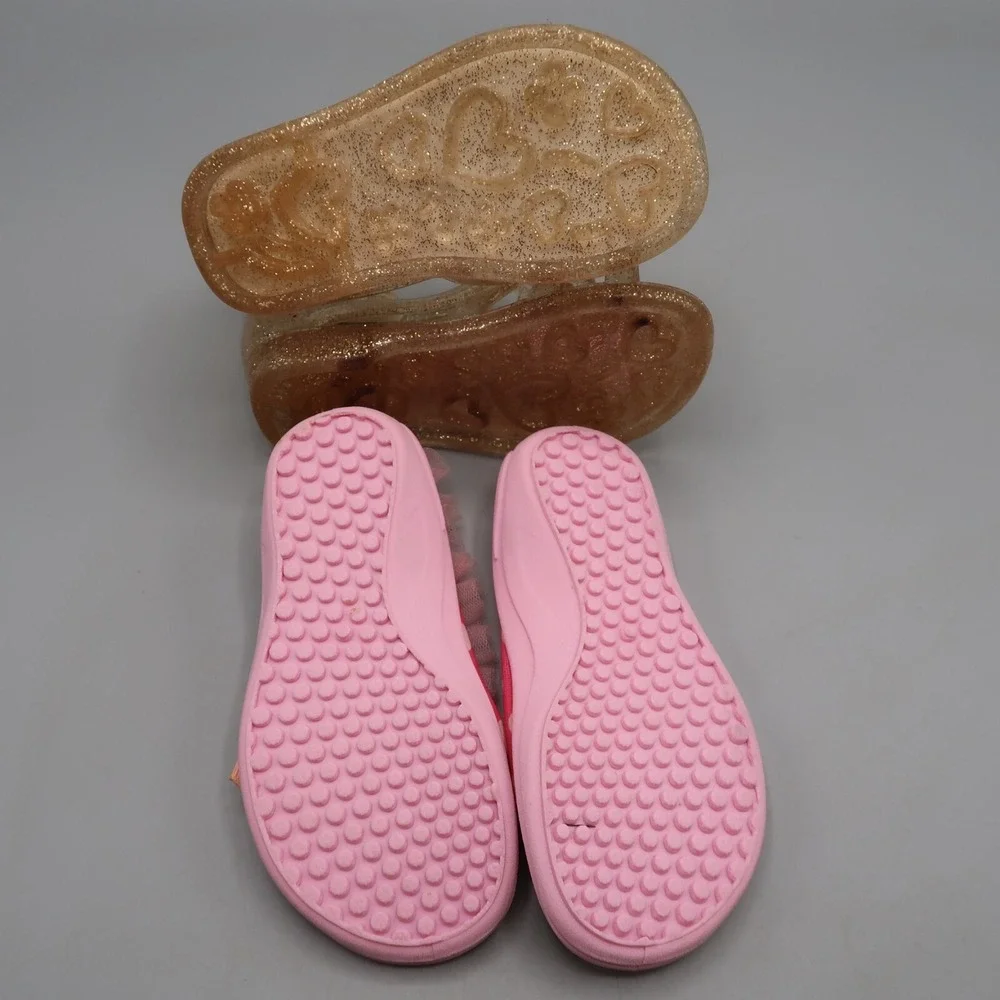 Disney Minnie Mouse Girls Water Shoes & Gold Glitter Jelly Shoes Girls Size 6T